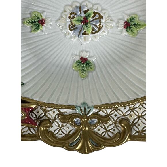 Fitz and Floyd Classics Christmas Florentine Oval Bowl 10” x 8” in Box-Excellent - Picture 7 of 11